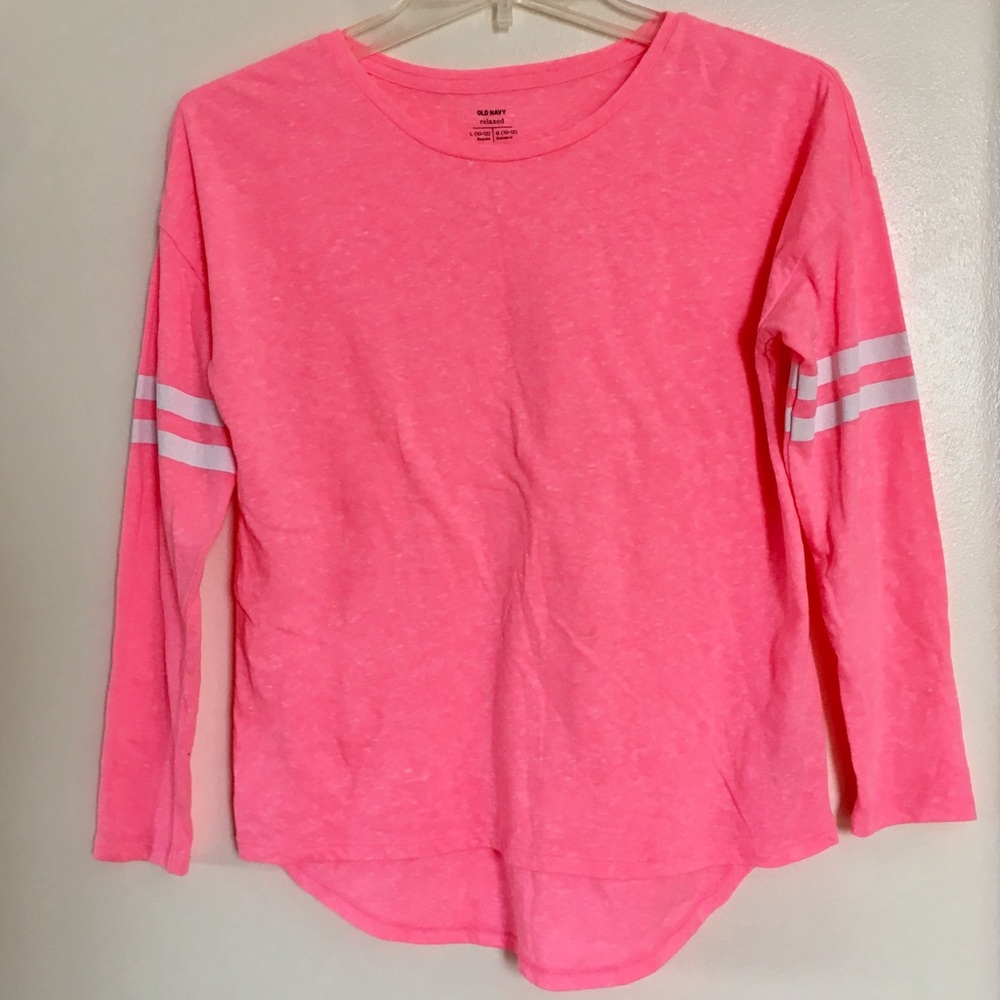 Old Navy Hot Pink Varsity Stripe Long-Sleeve Top💗